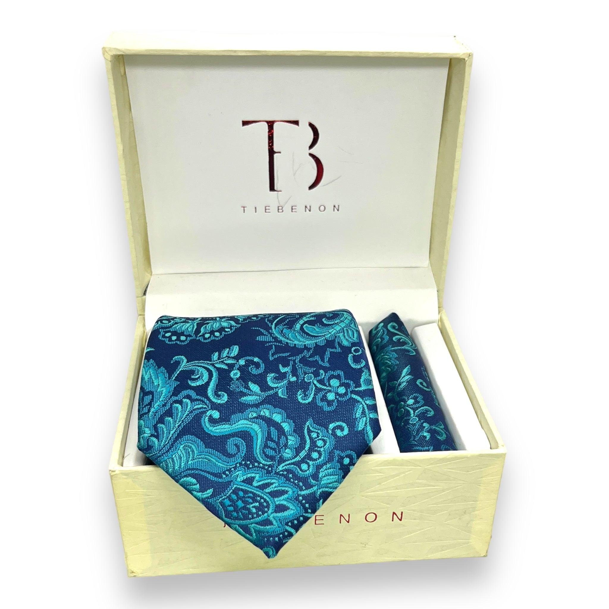 100% Silk Teal Paisley Floral Necktie Business and Fashion Style Jacquard Weave Tie Combo with Gift Box for Gifts
