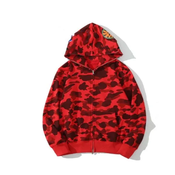 Original edition bathing ape shark camo zip up streetwear outfit hip hop Sweatshirt hoodie 100% cotton hoodie