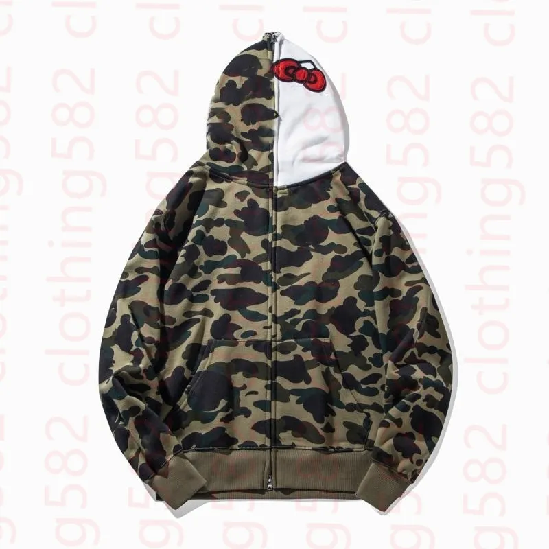 Original edition bathing ape shark camo zip up streetwear outfit hip hop Sweatshirt hoodie 100% cotton hoodie