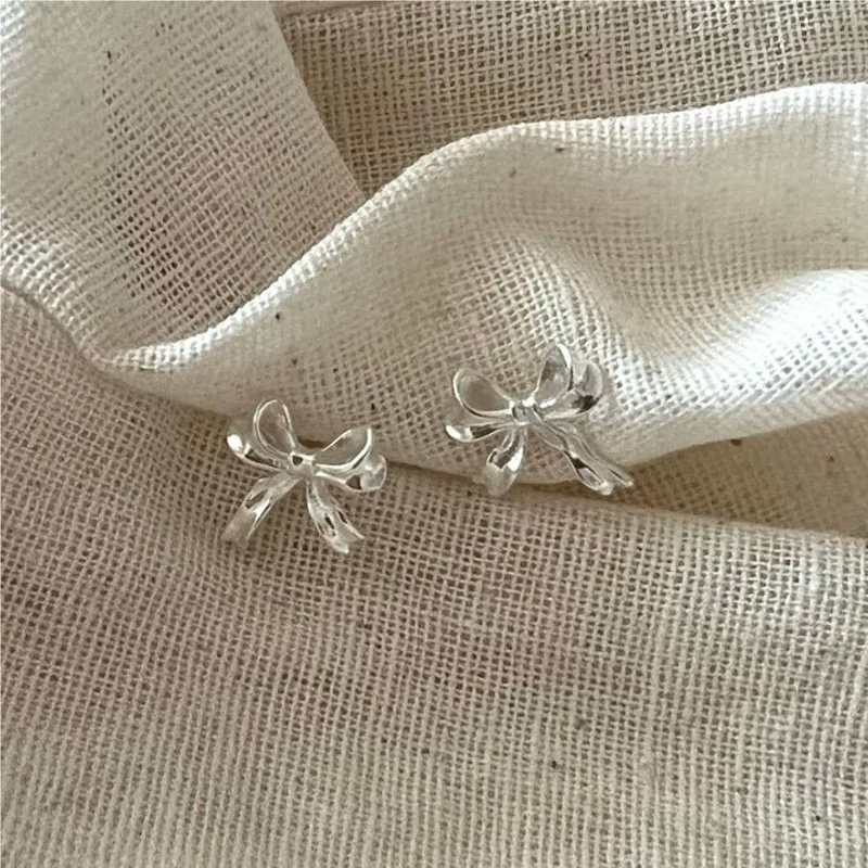 2024 New Fashion 925 Sterling Silver Bow 18k Real Gold Plated Women Earrings Jewelry
