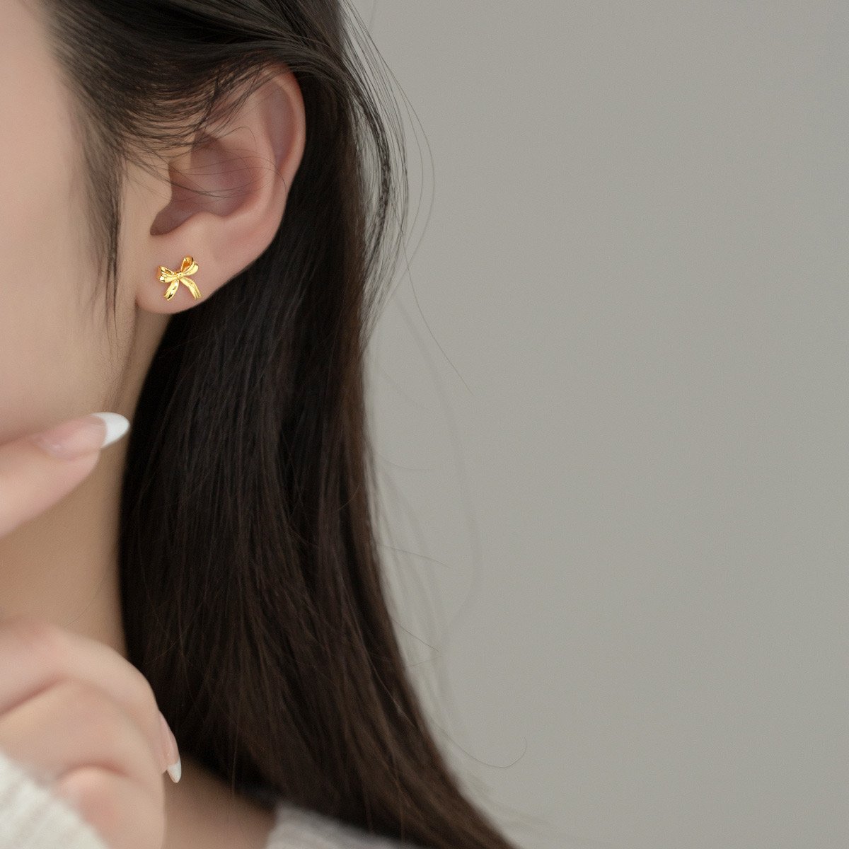 2024 New Fashion 925 Sterling Silver Bow 18k Real Gold Plated Women Earrings Jewelry