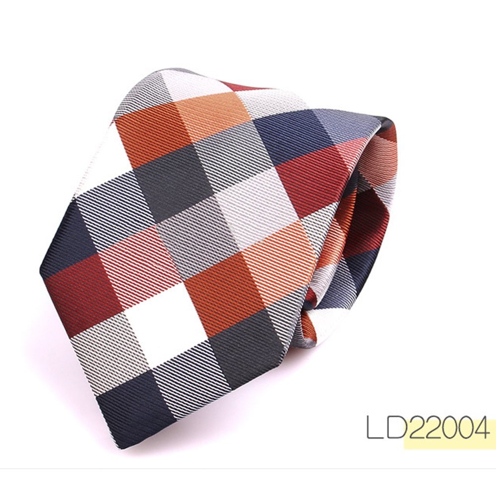 New Casual Plaid Ties For Men 7CM Width Green Checked Polyester Woven Mens Neckties