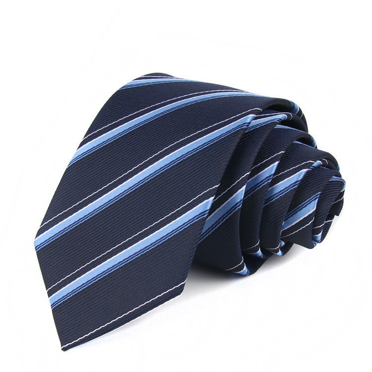 Wholesale Men's Business Casual 7cm Polyester Silk Tie Men's Striped Trend Accessories Formal Necktie