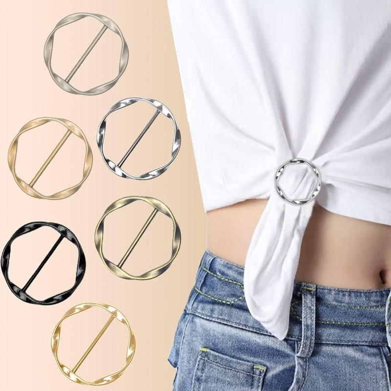 Shirt Ties Clips for Women Silk Scarf T-Shirt Buckle Metal Round Circle Clothes Rings Buckle Clip for Hat Belt Scarves T-Shirt