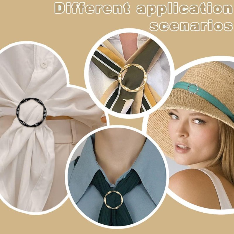 Shirt Ties Clips for Women Silk Scarf T-Shirt Buckle Metal Round Circle Clothes Rings Buckle Clip for Hat Belt Scarves T-Shirt