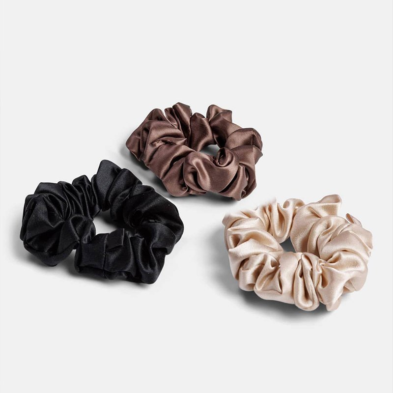 embroidery elastic hair bands silk hair bands whosale scrunchie silk set 100% mulberry silk hair scrunchie