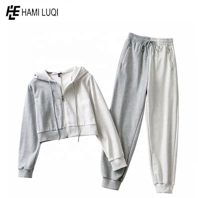 Wholesale custom plain Women's 2 Pieces Hoodie Crop Top Joggers Pants Set Active Tracksuit Set Women's Sets