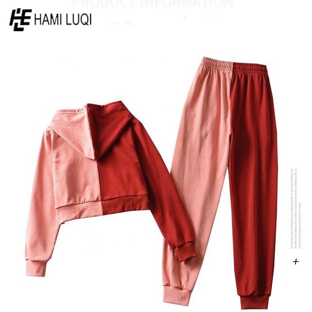 Wholesale custom plain Women's 2 Pieces Hoodie Crop Top Joggers Pants Set Active Tracksuit Set Women's Sets