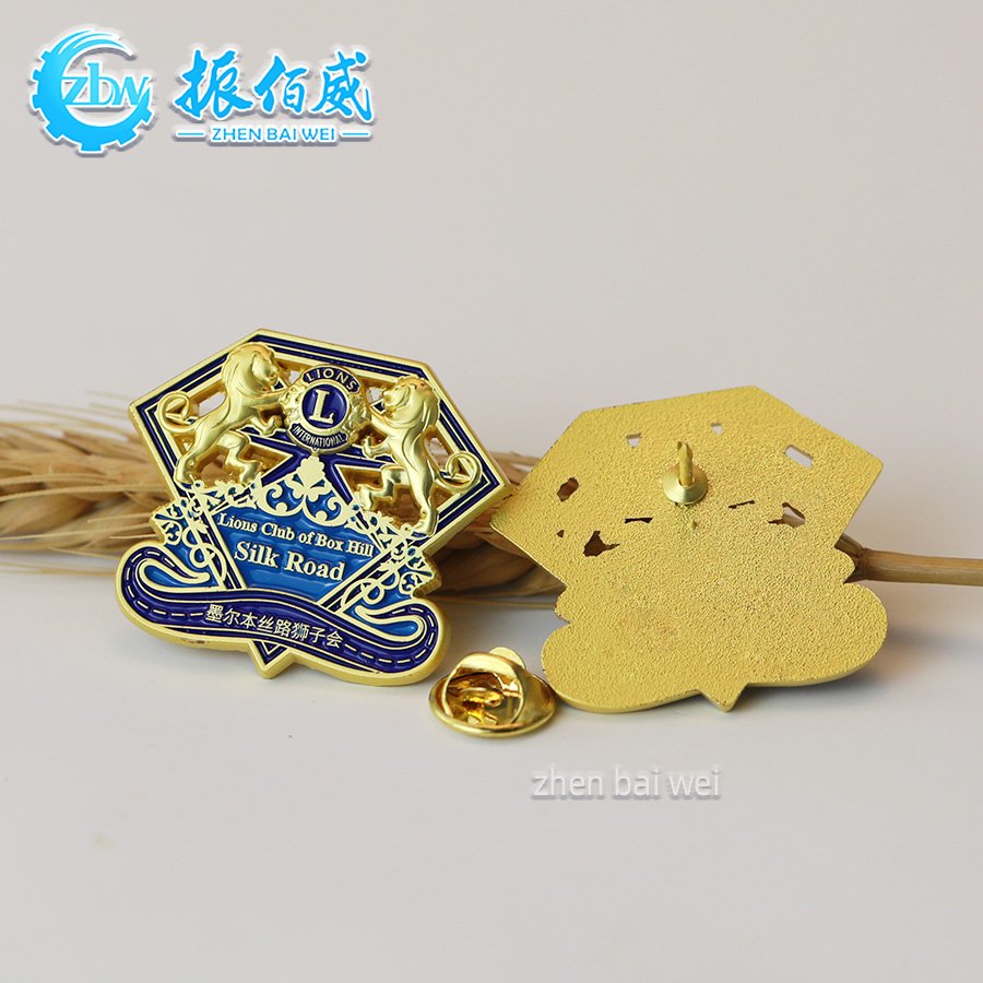 Factory wholesale Cheap custom soft and hard enamel lapel pin custom zinc alloy transition service team Lions Club logo badge