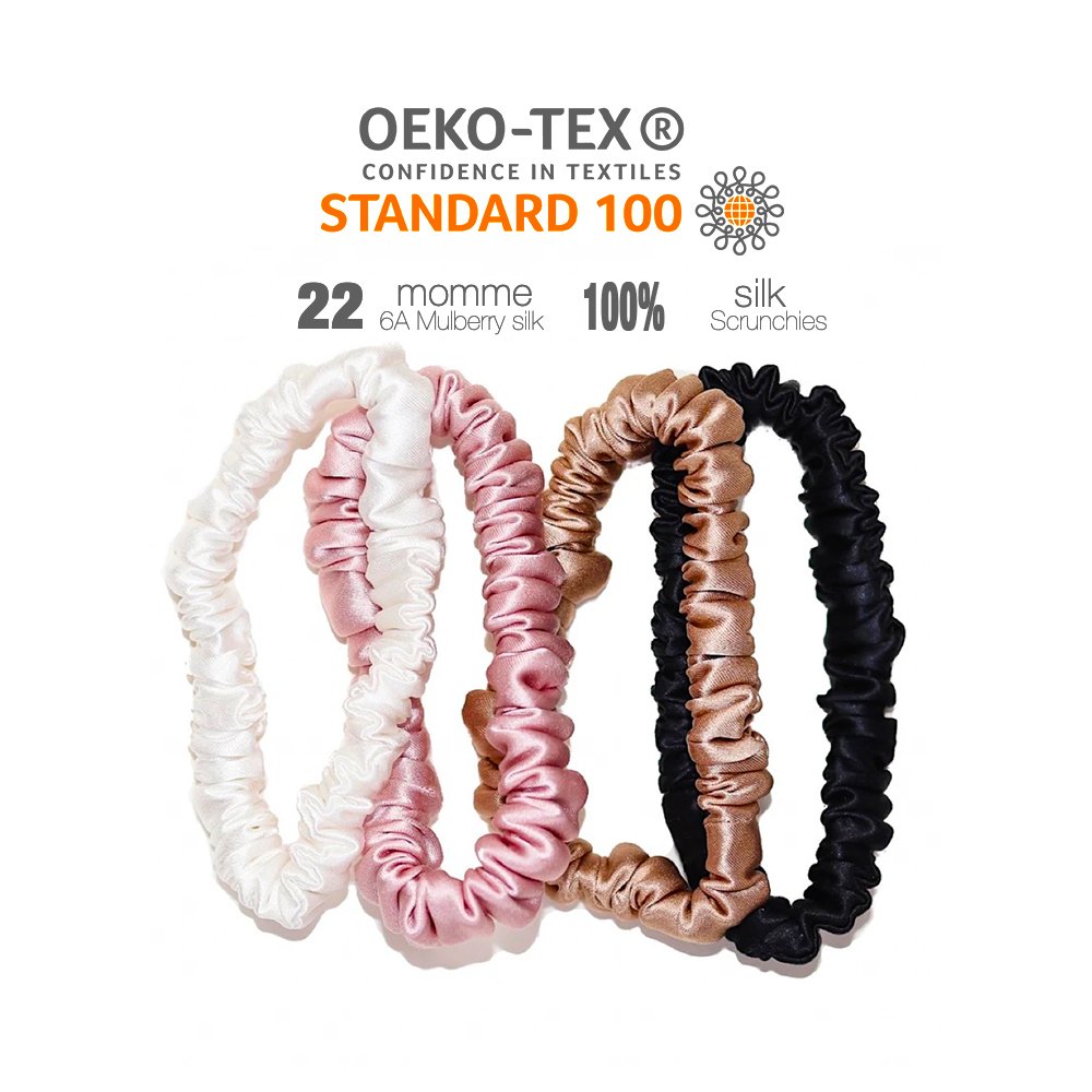 16-22momme silk hair tie 6a customizable skrunchie 1-3.5cm Scrunchies pink silk hair tie scrunchies