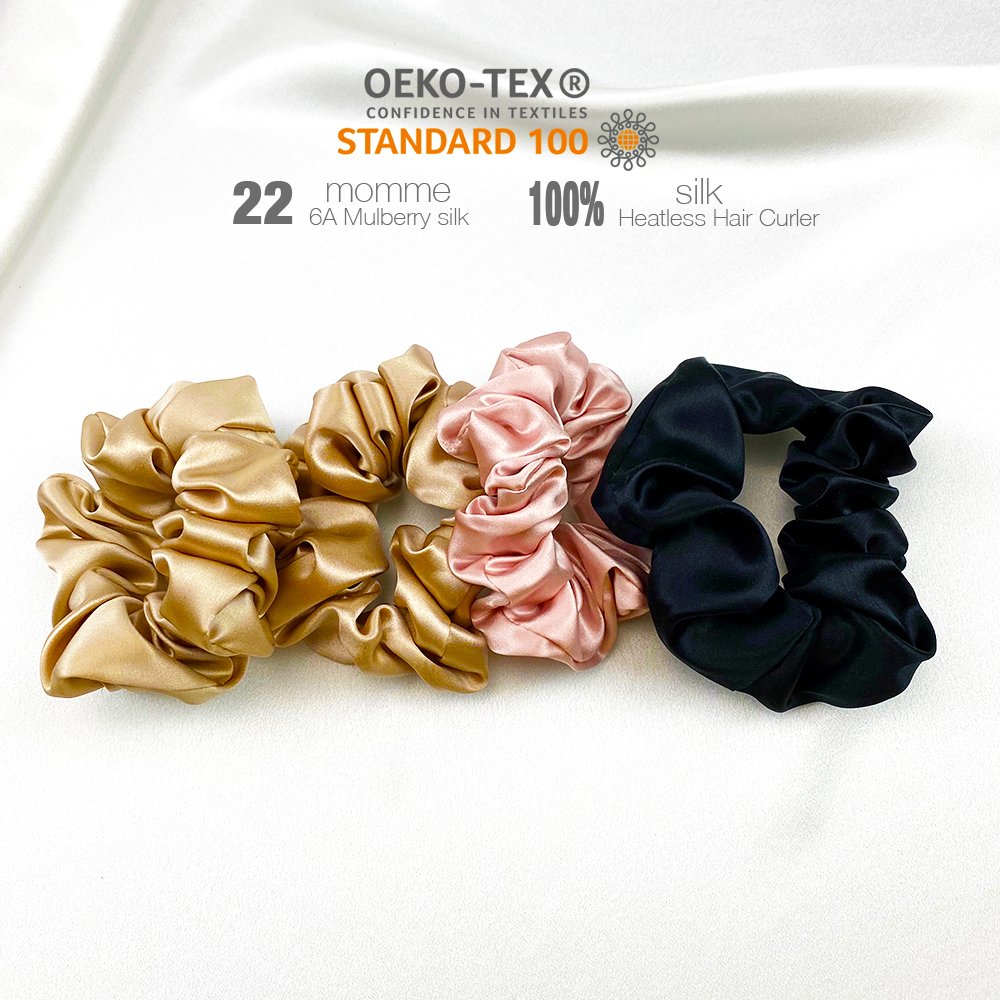 16-22momme silk hair tie 6a customizable skrunchie 1-3.5cm Scrunchies pink silk hair tie scrunchies