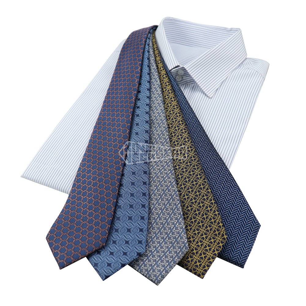 Unique Hand Made Neckties Silk Wide Polyester Geometric Pattern Printed Neck Ties Men Tie Custom