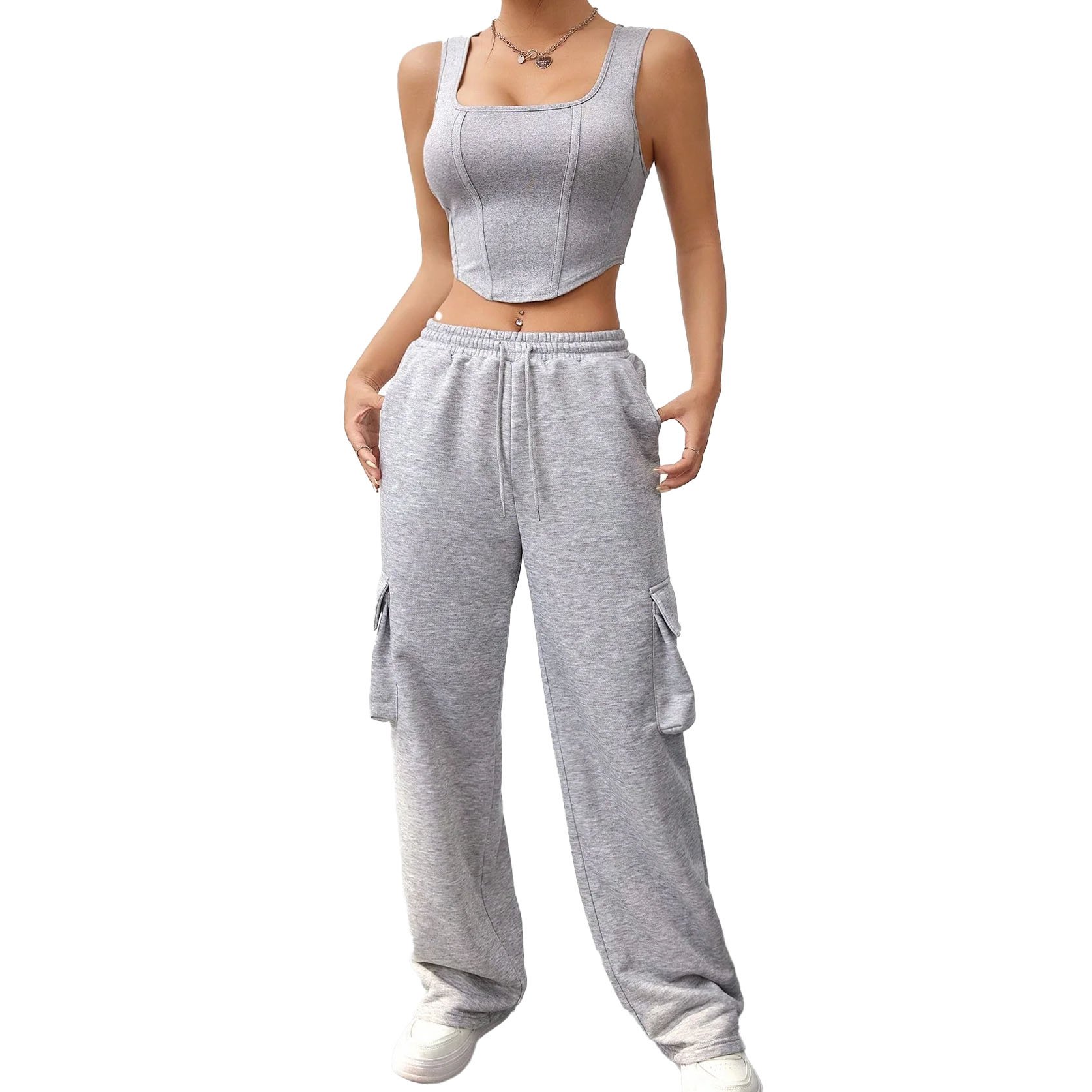 Women's Cotton Spandex Yoga Set Cheap Price Breathable Stretchable Sports Bra and Trouser XXL Fitted Gym Clothing