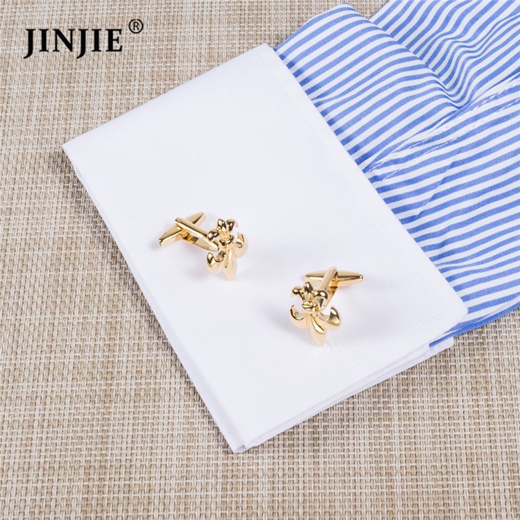 Ready to ship luxury Men jewelry gold tone fashionable flower Fleur De Lis cufflinks gift
