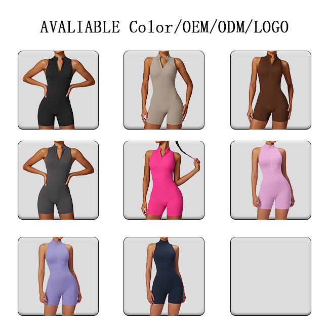 Spring Yoga Jumpsuit High intensity Sports beautiful back clothing Bodysuit zipper nude tight Rompers fitness suit for women Gym