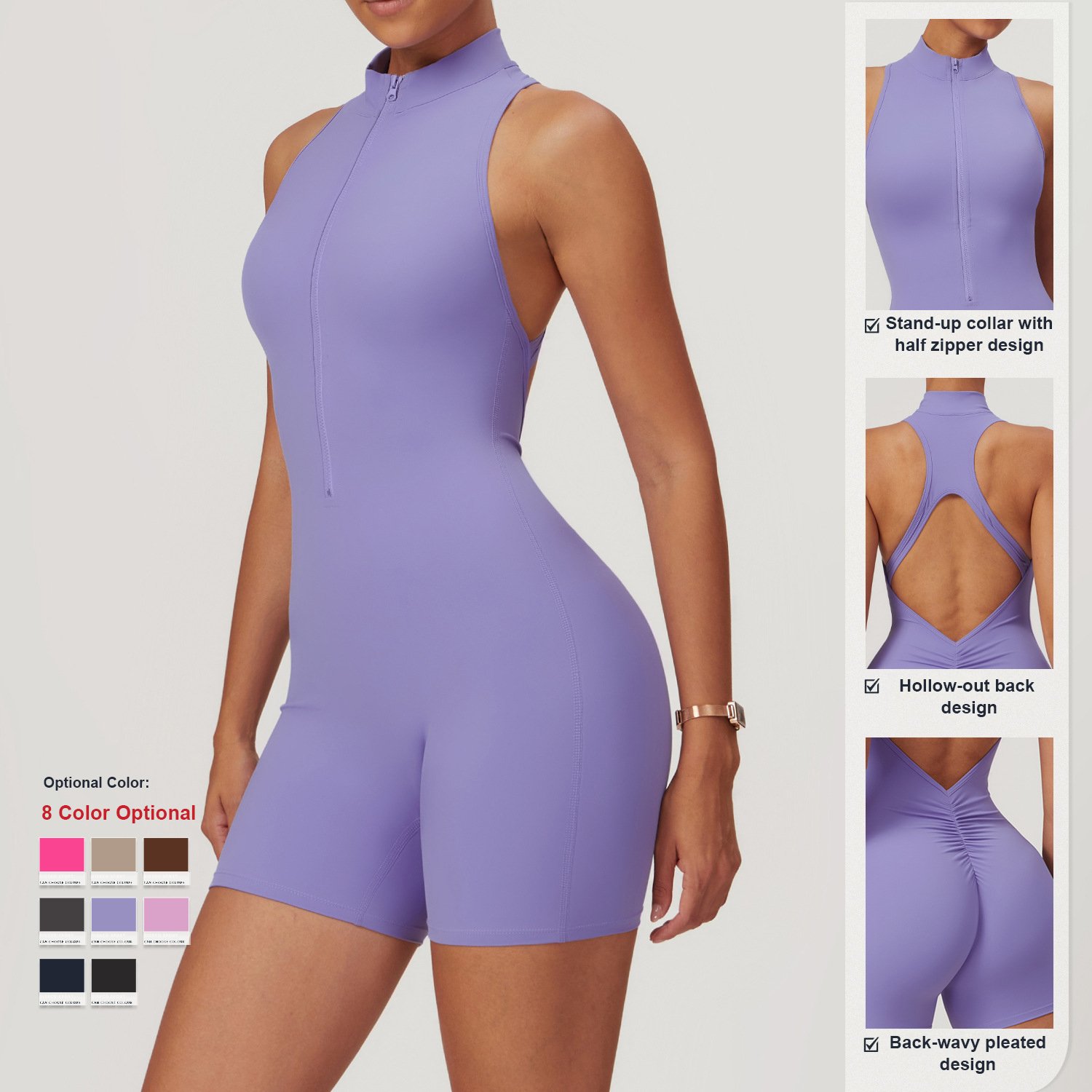 Spring Yoga Jumpsuit High intensity Sports beautiful back clothing Bodysuit zipper nude tight Rompers fitness suit for women Gym
