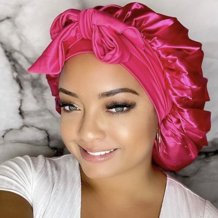 long tie sleeping bonnet soft woman bonnets and satin hair wraps custom color plain silk bonnets wholesale