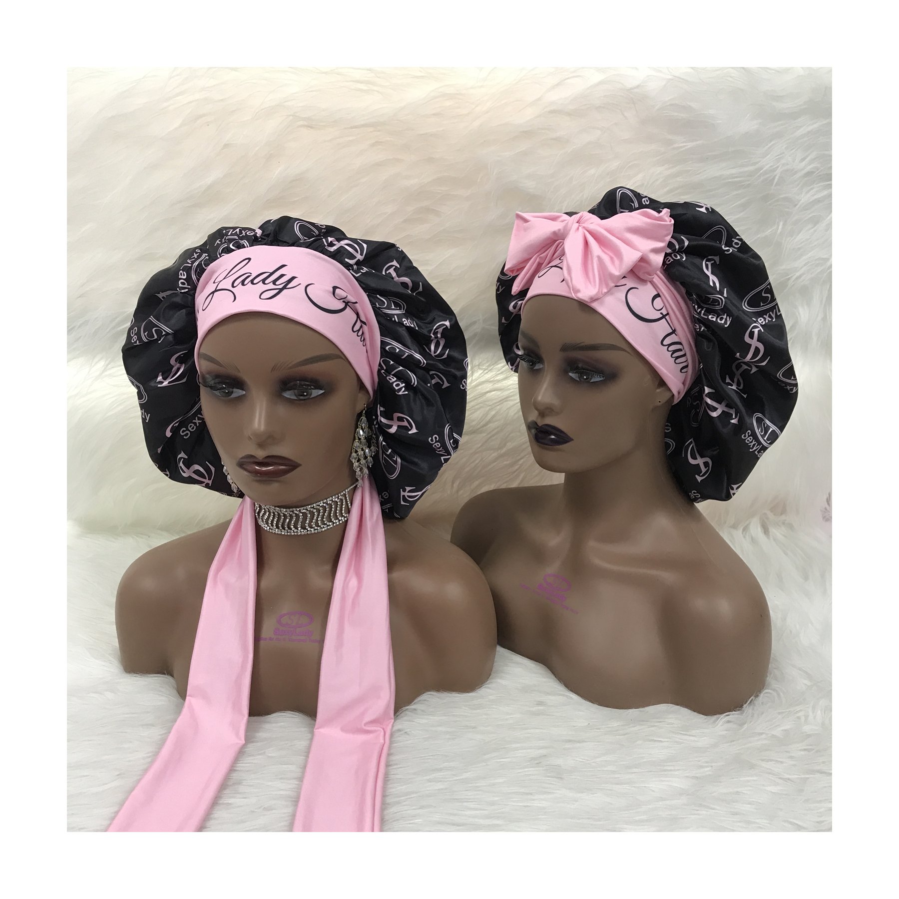 long tie sleeping bonnet soft woman bonnets and satin hair wraps custom color plain silk bonnets wholesale