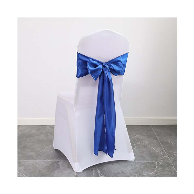Satin Chair Bow Elegant Ribbon Banquet Party Wedding Chair Sashes Solid Plain Silk Bowknot Chair Sash