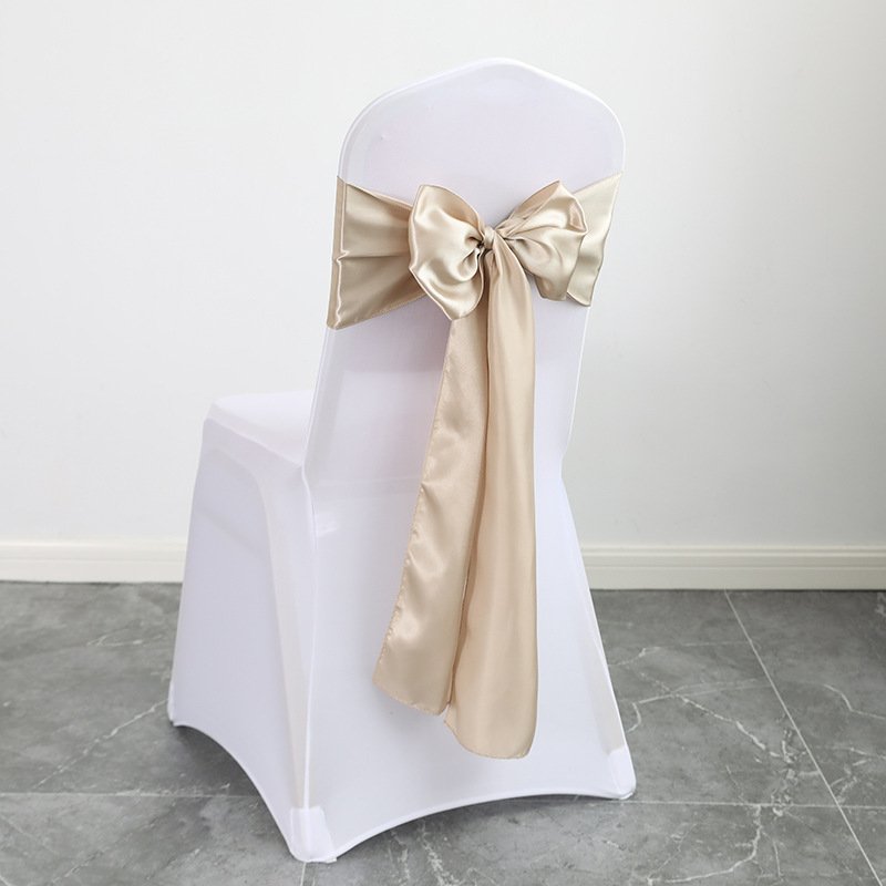 Satin Chair Bow Elegant Ribbon Banquet Party Wedding Chair Sashes Solid Plain Silk Bowknot Chair Sash