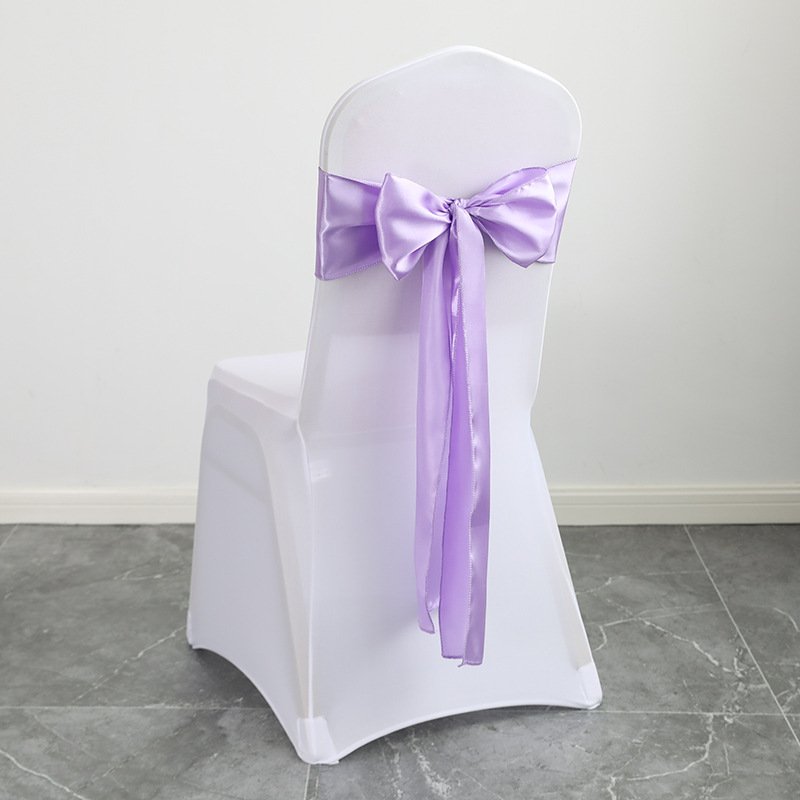 Satin Chair Bow Elegant Ribbon Banquet Party Wedding Chair Sashes Solid Plain Silk Bowknot Chair Sash