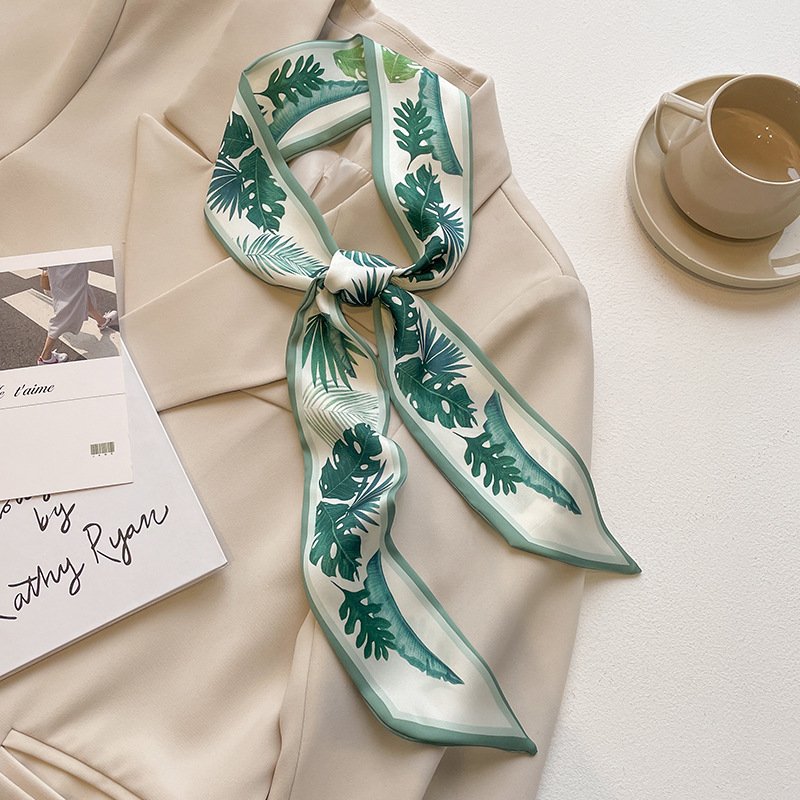 2024 Fashion Design Ribbon Silk Scarfs for Women Skinny Soft Satin Neckerchief Lady Hairband Bag Ribbon Female Neck Tie