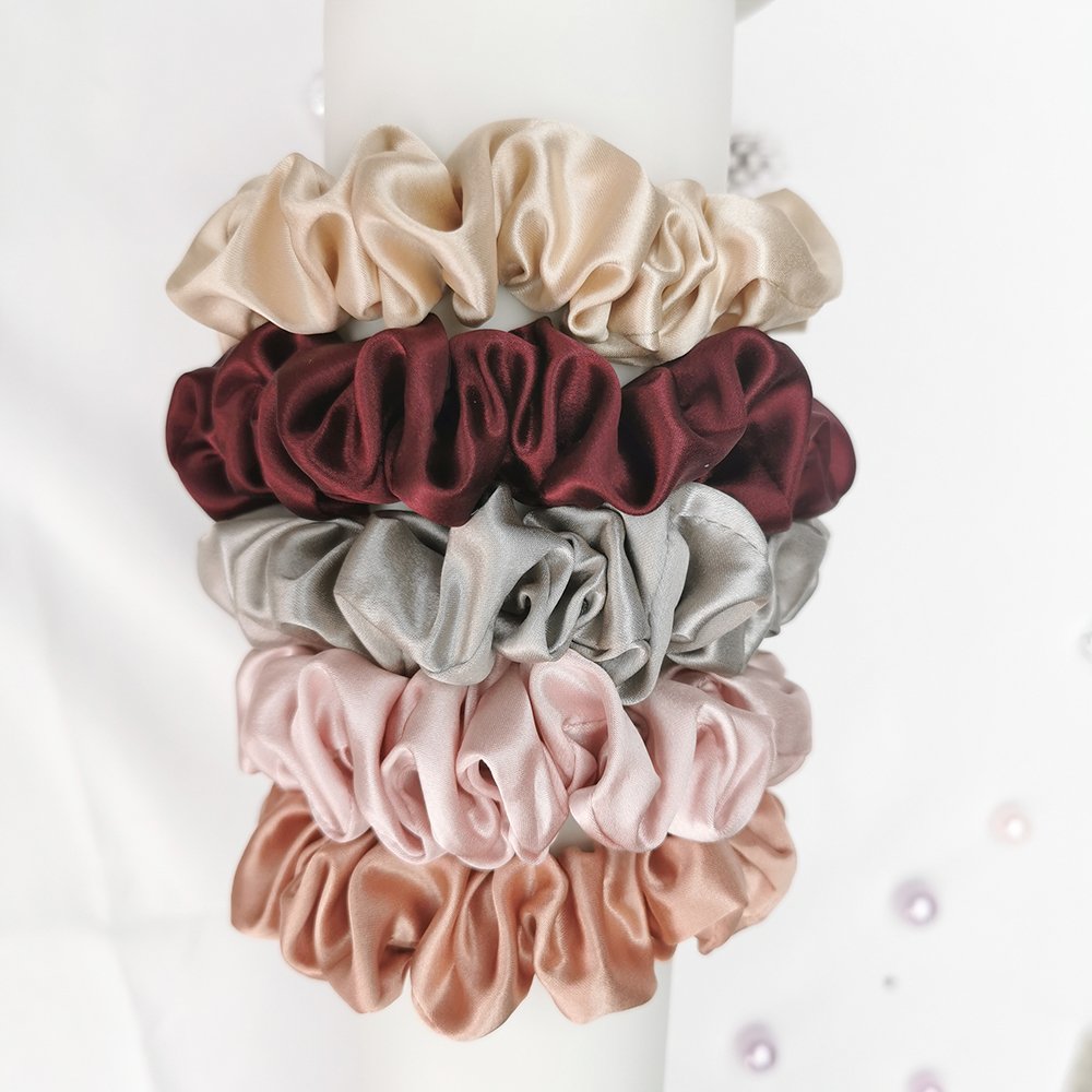 Accept bulk order 22momme pure silk scrunchies 2.5cm width of ribbon