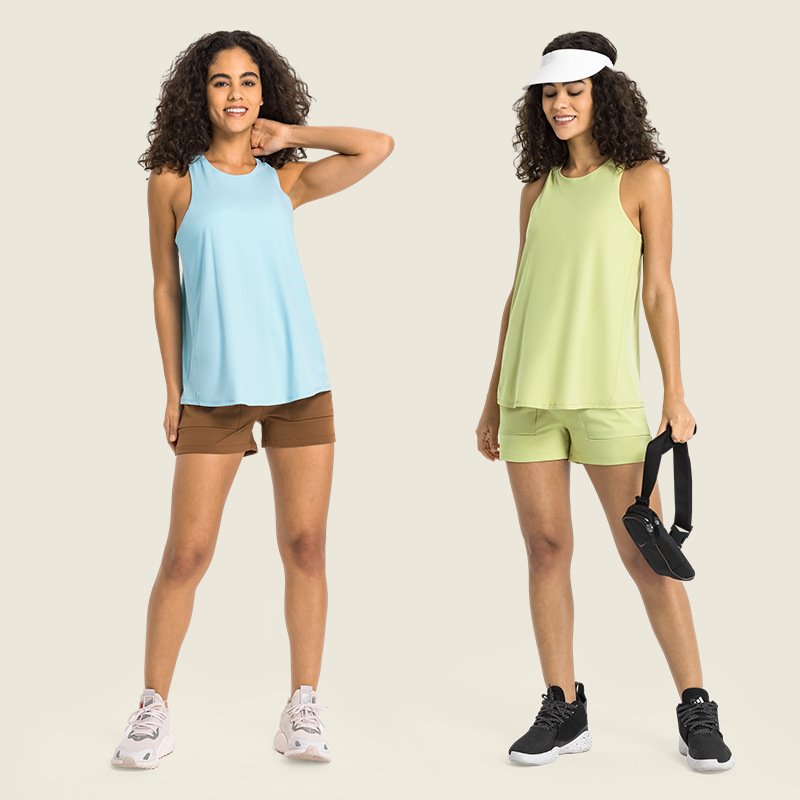Summer Open Back Shirts Gym Workout Clothes Tie Back Muscle Tank for Women