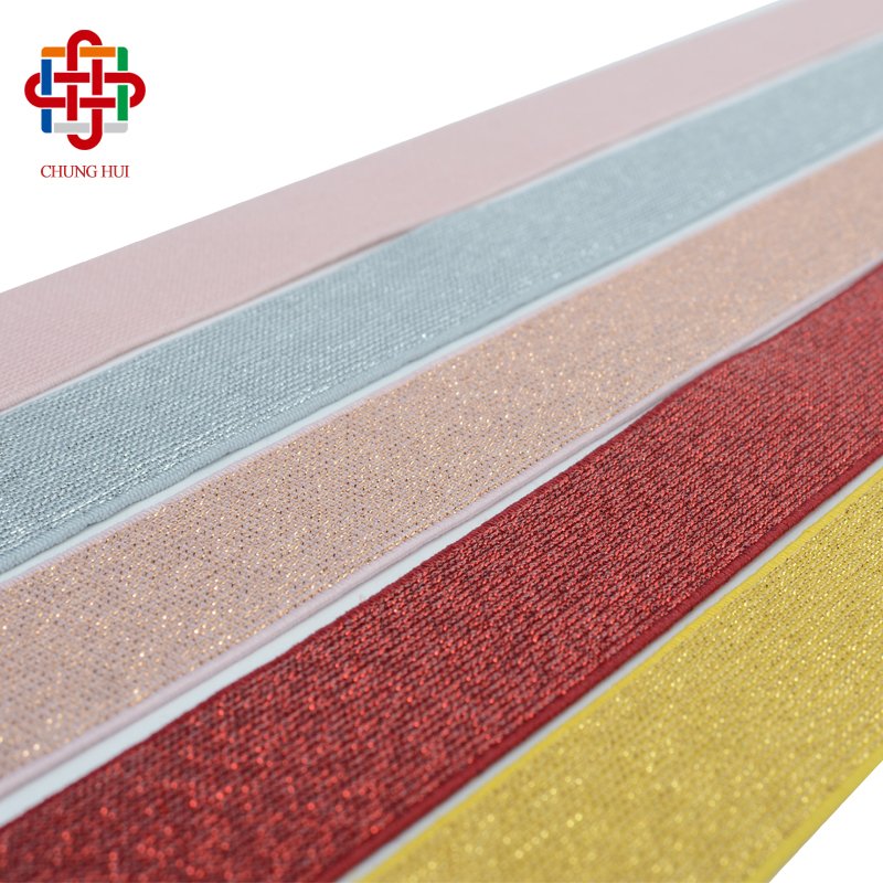 Factory 3 CM Soft Gold Silver Metallic Glitter Shiny Jacquard Waistband Elastic Band for Underwear Pants Accessories