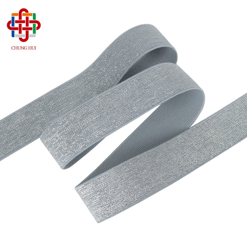 Factory 3 CM Soft Gold Silver Metallic Glitter Shiny Jacquard Waistband Elastic Band for Underwear Pants Accessories