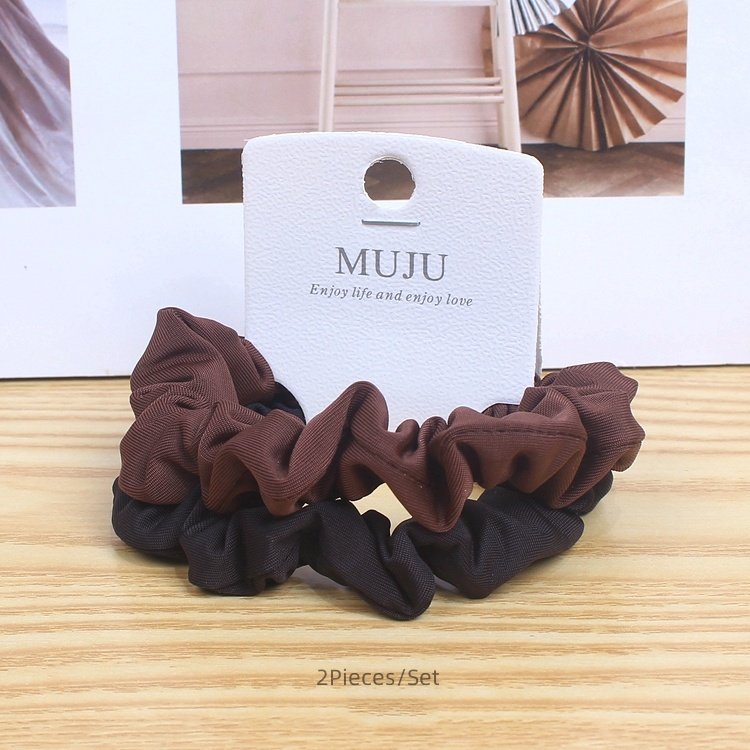 2-Piece Set of Elastic Hair Ties Fashionable Fabric Hair Rope Korean Ice Silk Hair Accessories for Women