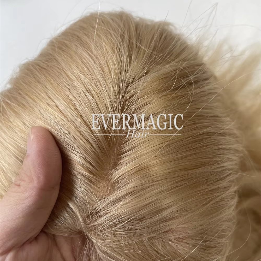 breathable swiss lace human hair silicone wig light brown silk base hand tied medical wig with pu perimeter for hair loss