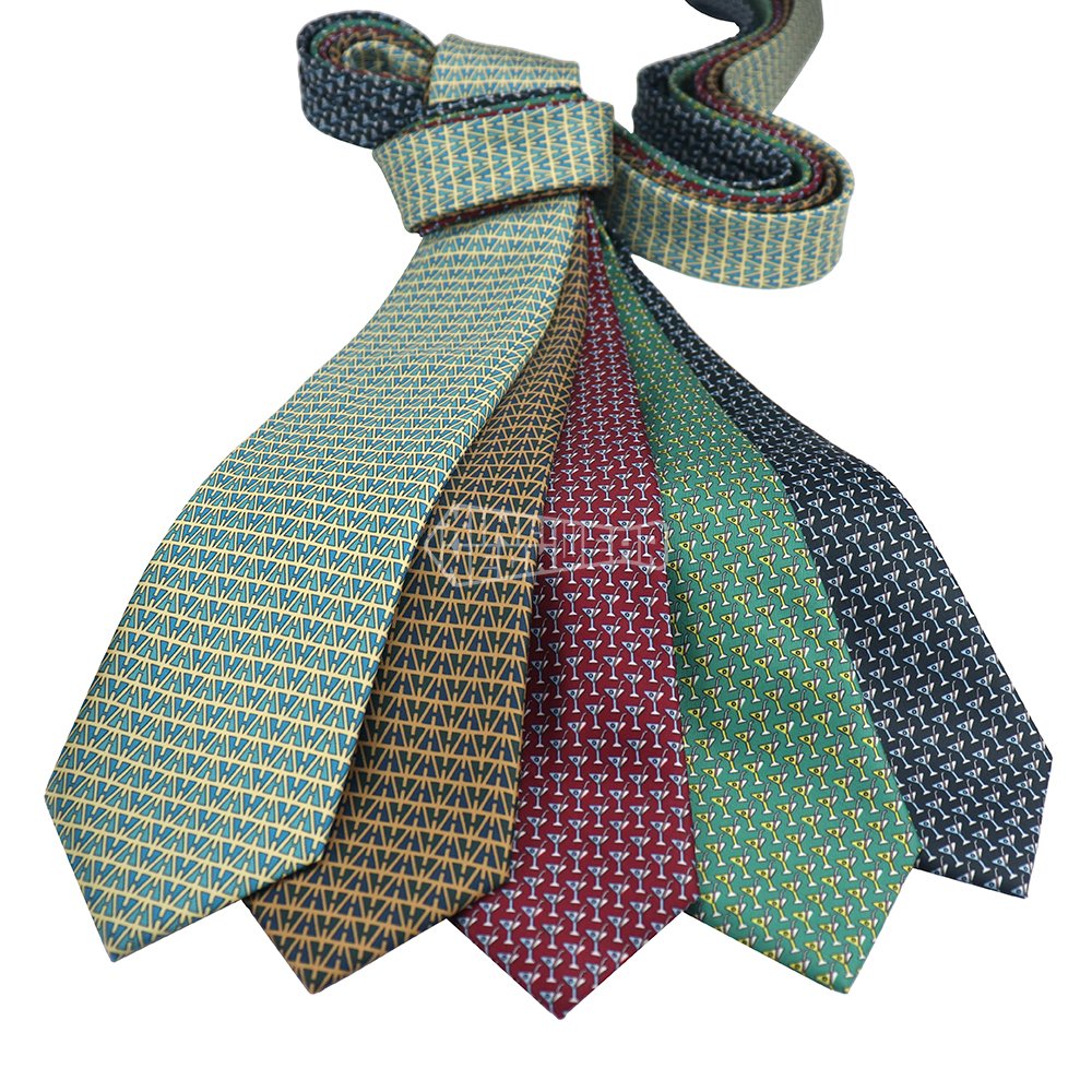 Custom Silk Mulberry Digital Printing Neckties Geometric Floral Pattern Ties Factory For Groomsmen