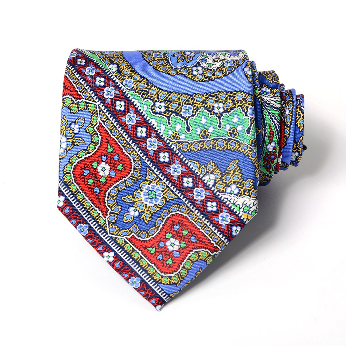 Hamocigia Custom Screen Printing Handmade Floral Silk Ties for Men Old-Fashion Paisley Italian design
