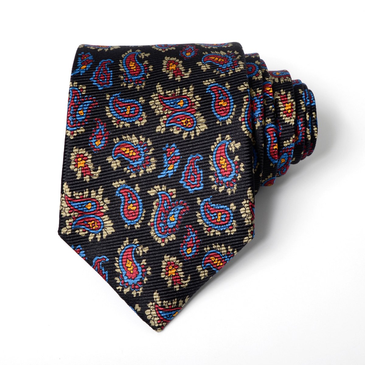 Hamocigia Custom Screen Printing Handmade Floral Silk Ties for Men Old-Fashion Paisley Italian design