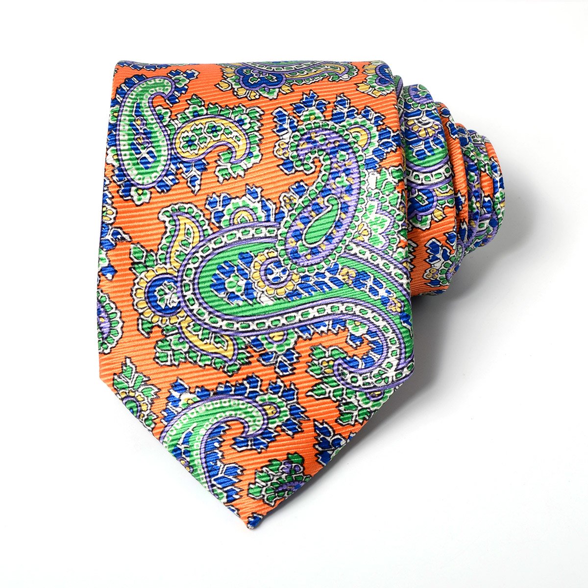 Hamocigia Custom Screen Printing Handmade Floral Silk Ties for Men Old-Fashion Paisley Italian design