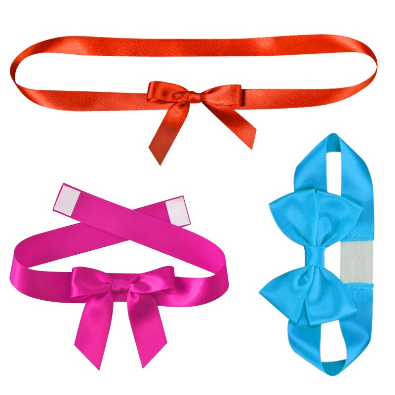 Wholesale Custom Pre-tied Gift Wrapping Satin Ribbon Bow with Elastic Band