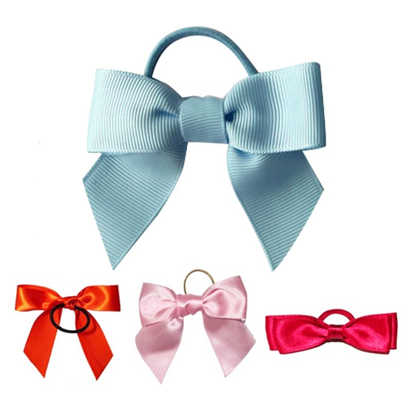 Wholesale Custom Pre-tied Gift Wrapping Satin Ribbon Bow with Elastic Band