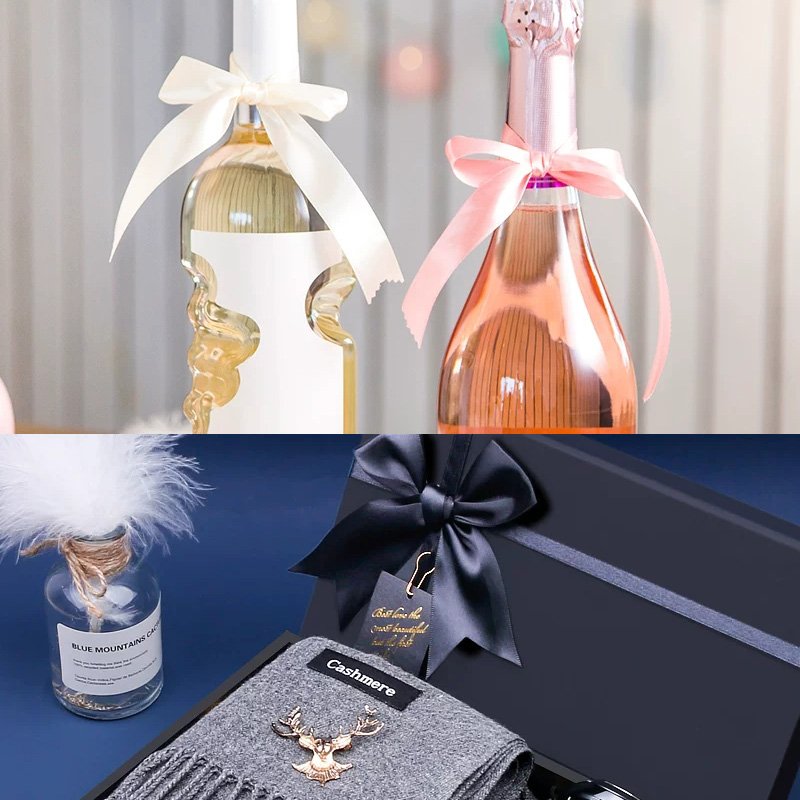 Wholesale Custom Pre-tied Gift Wrapping Satin Ribbon Bow with Elastic Band