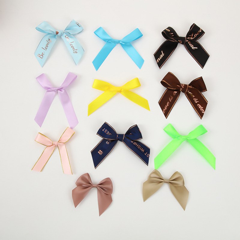 Small Satin Bows Self Adhesive Mini Ribbon Flower Elastic Band Gift Bag Perfume Bottle Decoration Bow