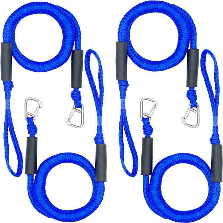 Marine Rope PWC PP Bungee Dock Line With Spliced Eyelet 304 316 Stainless Steel Clip Boat Ties For Rubber Kayak Boat Anchor Line