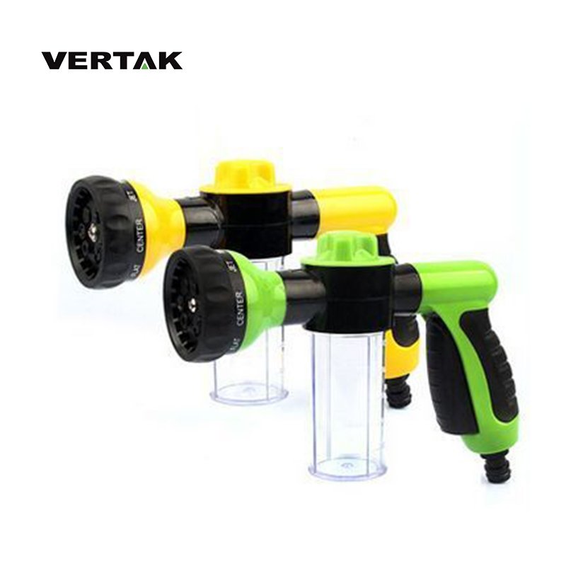 VERTAK 8 functions car washing gun,foam gun,water spray gun with soap dispenser bottle