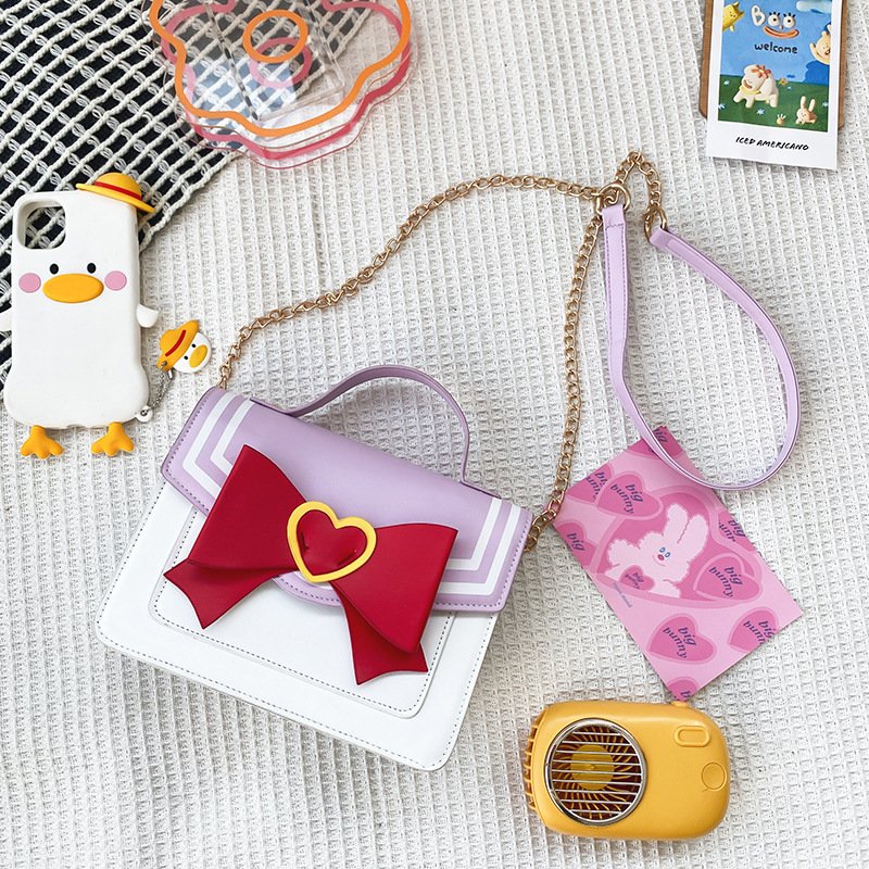 2023 Hot Sale Japanese JK uniform girls shoulder bag custom design pink cow tie lolita handbag Ita bag custom plush pouch
