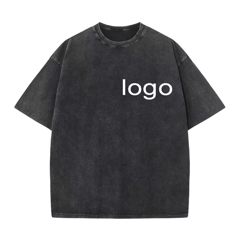 Custom Silk screen print tshirts heavy 280 grams 100% cotton wholesale acid wash out t shirt retro tie dye vintage tshirt
