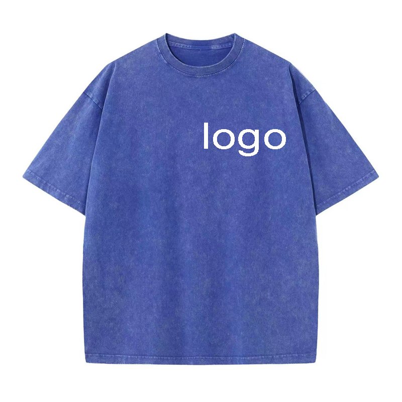 Custom Silk screen print tshirts heavy 280 grams 100% cotton wholesale acid wash out t shirt retro tie dye vintage tshirt
