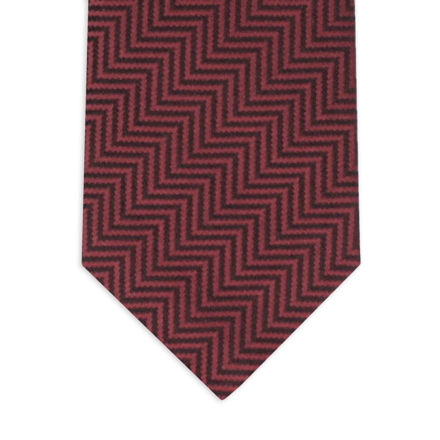Milano Garnet Red 100% Silk Seven-Fold Neck Tie Classic Distinguished Paisley Jacquard Top Italian Woven Wool Formal Events