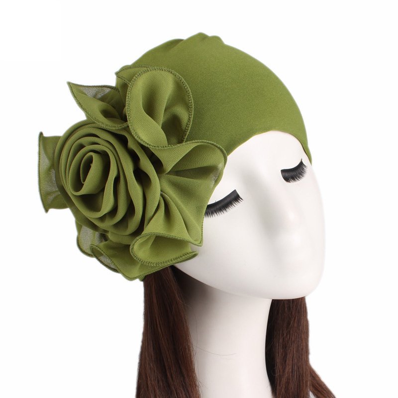 Wholesale Latest Style Fashion Women Muslim Floral Hair Turban Hijab Headwrap Bonnet Cap With Flower Turban Hat