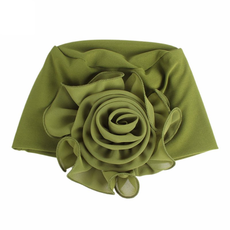 Wholesale Latest Style Fashion Women Muslim Floral Hair Turban Hijab Headwrap Bonnet Cap With Flower Turban Hat