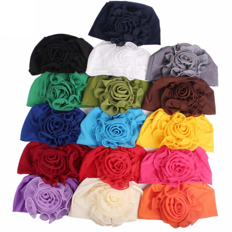 Wholesale Latest Style Fashion Women Muslim Floral Hair Turban Hijab Headwrap Bonnet Cap With Flower Turban Hat