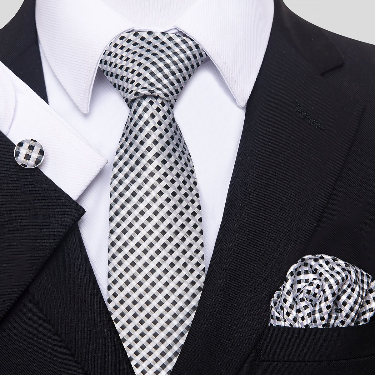 Brand Fashion Silk Men Tie Pocket Squares Cufflink Set Necktie Light Blue Suit Accessories Suit Formal Party